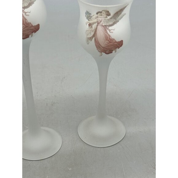 L. E. Smith Set of 3 Candle Votive Holders Baby & Angels Christmas Frosted Glass - Picture 6 of 10